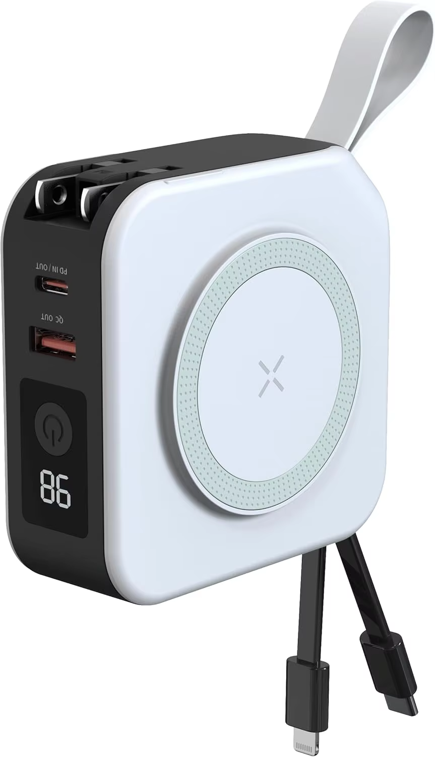 Five in one magnetic wireless power bank 10,000mAh